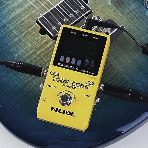 NUX Loop Core Stereo Guitar Looper Pedal, 6 hours recording time,Stereo Audio, MIDI Control, Cab Simulation for Output to Mixer.