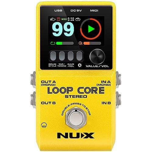 NUX Loop Core Stereo Guitar Looper Pedal, 6 hours recording time,Stereo Audio, MIDI Control, Cab Simulation for Output to Mixer.