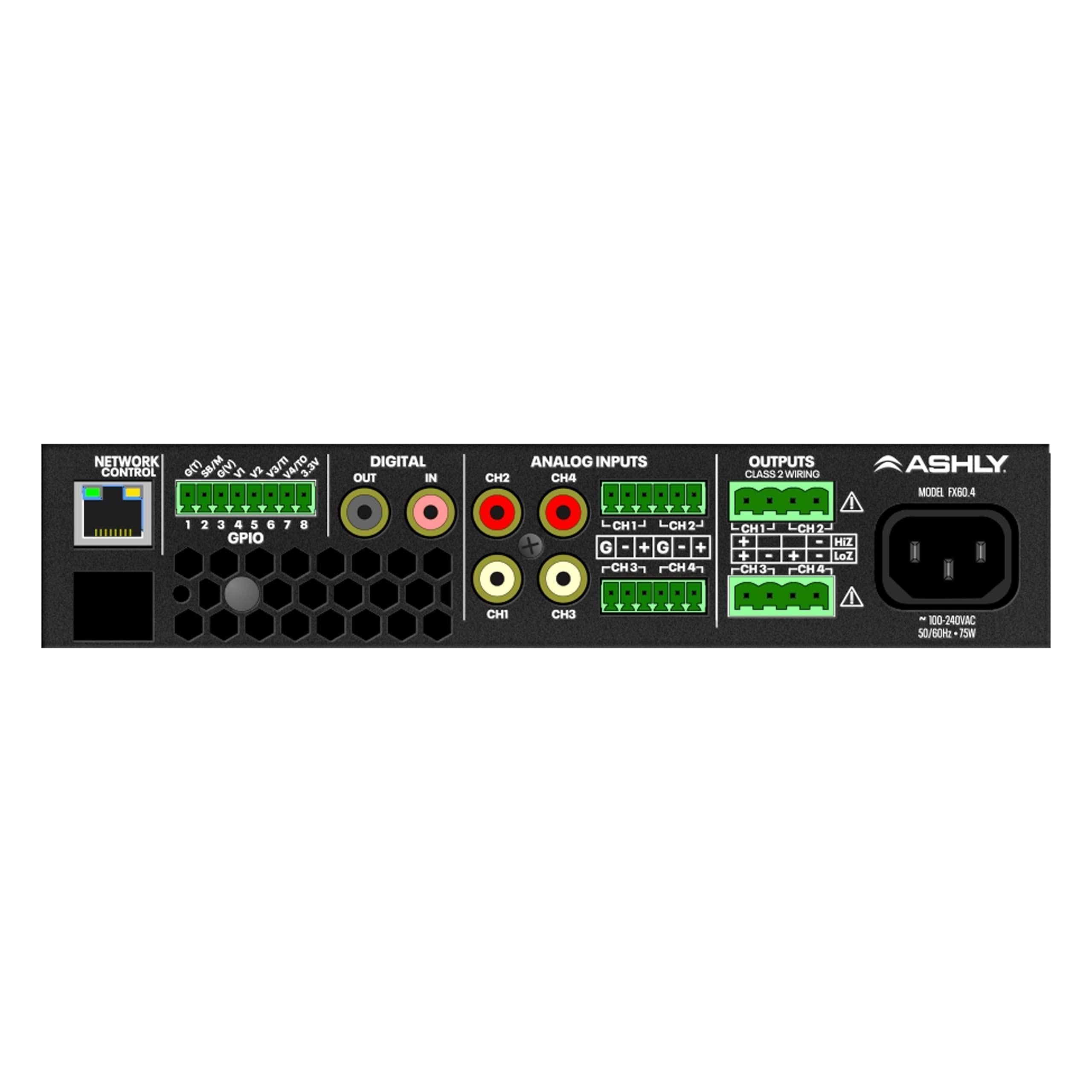 Ashly FX125.4 4 x 125W 1/2 RU Class D Amplfier with DSP & WiFi