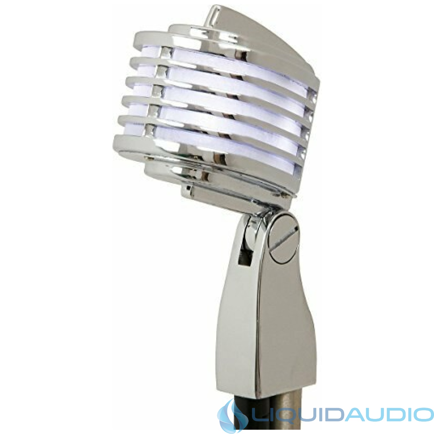 Heil Sound The Fin Dynamic Microphone Chrome LED lights Live Broadcast Retro White