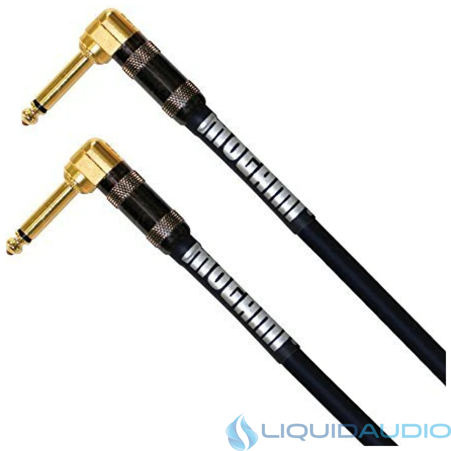 Mogami PLATINUM GUITAR-03RR Pedal/Effects Instrument Cable, Gold 1/4" TS Right Angle Plugs, 3 ft.