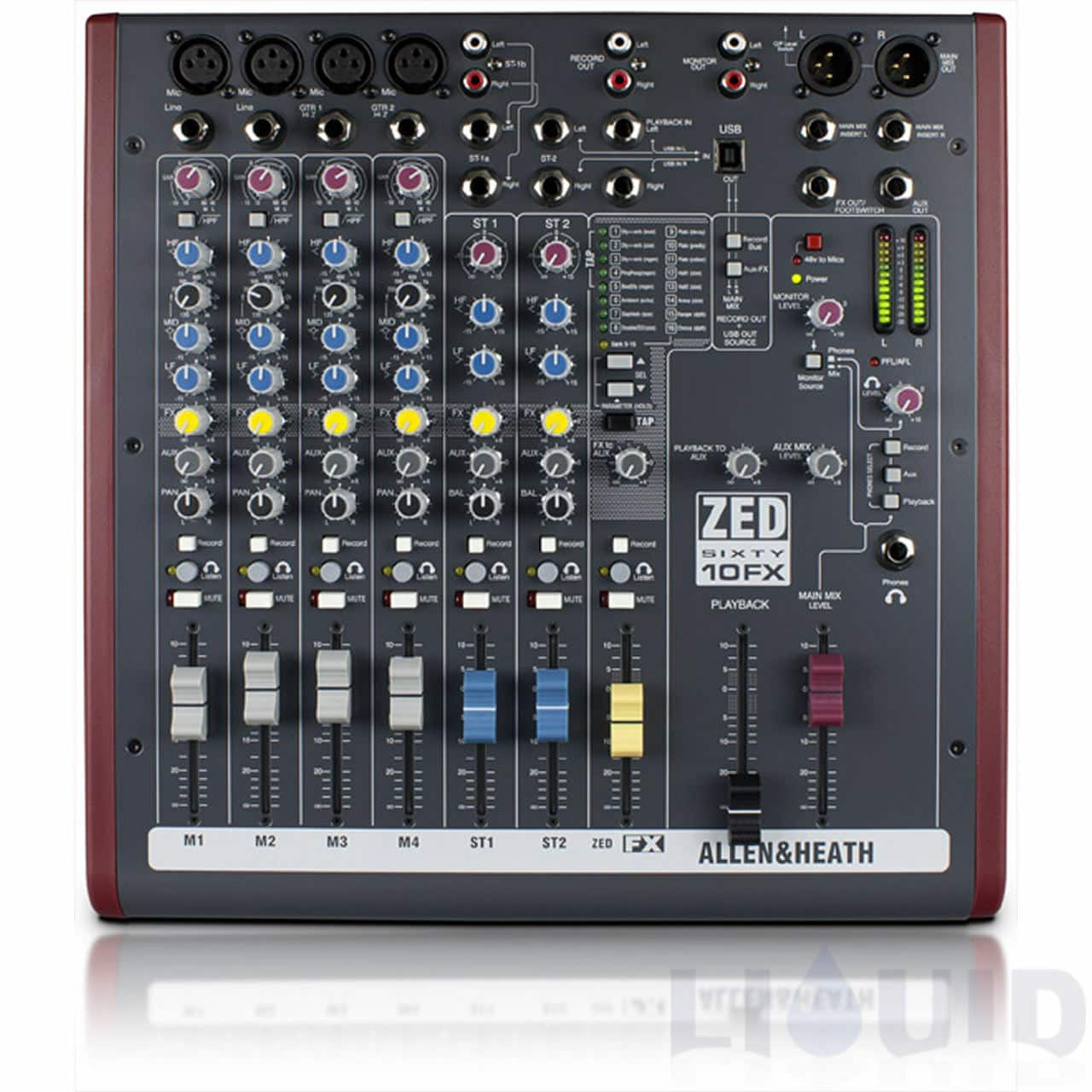 and　Mixer　Heath　Channel　Liquid　Effects　Digital　Connectivity　with　Allen　USB　ZED60-10FX　Audio