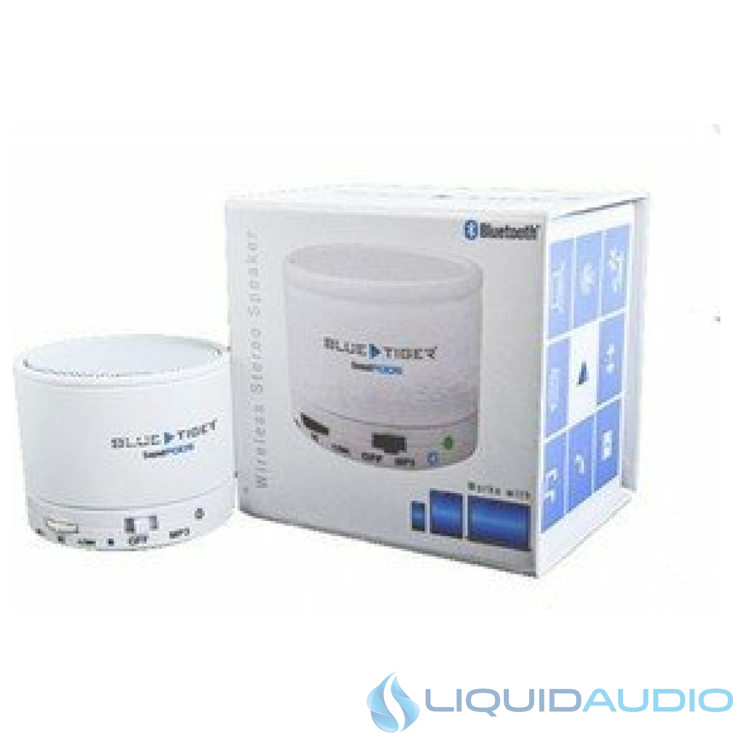 Blue Tiger Wireless Stereo Portable Mini Speaker Pod with Bluetooth/MP3 SoundPODS® (White Color)
