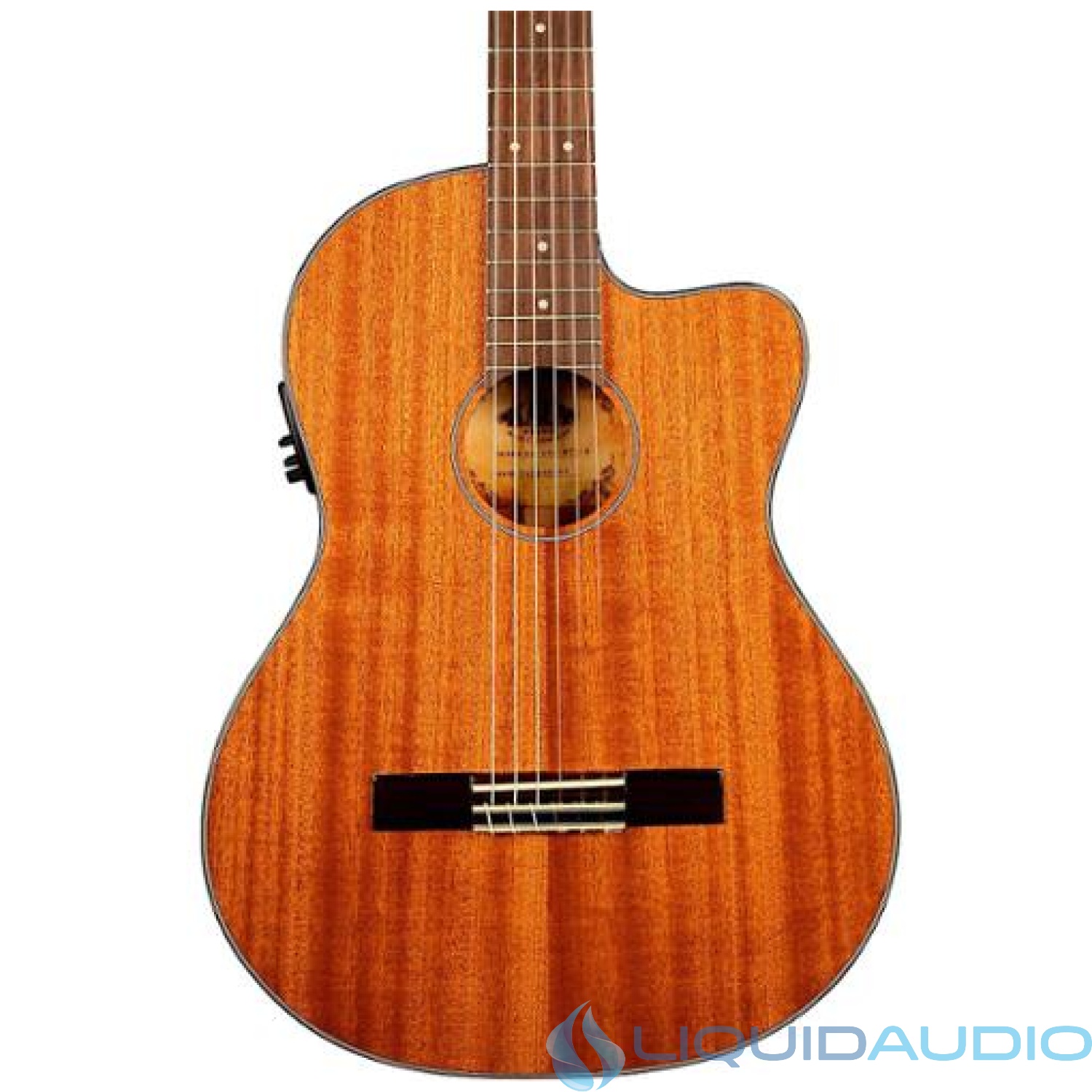 Kala KA-GTR-MTN-E Thinline Mahogany Nylon String Acoustic-Electric Guitar Natural