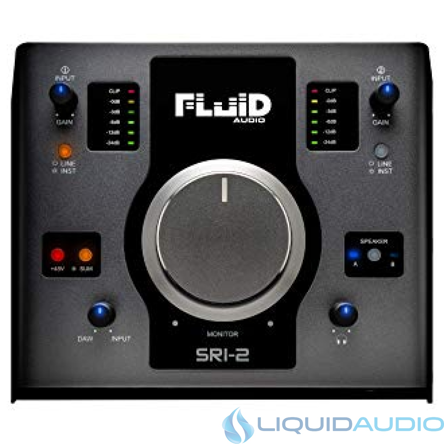 Fluid Audio SRI-2 : 2x2 USB desktop wedge w/24-bit/192kHz + 48v Phantom Power + 2X stereo monitor outputs + 2X Class A mic pres + Giant volume knob