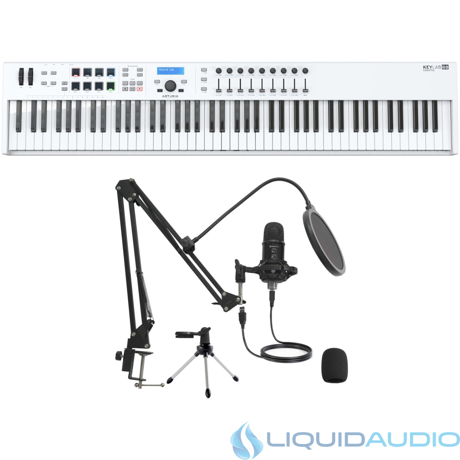 Arturia Keylab Essential 88 Keyboard + Mirfak TU1 USB Microphone Kit BUNDLE