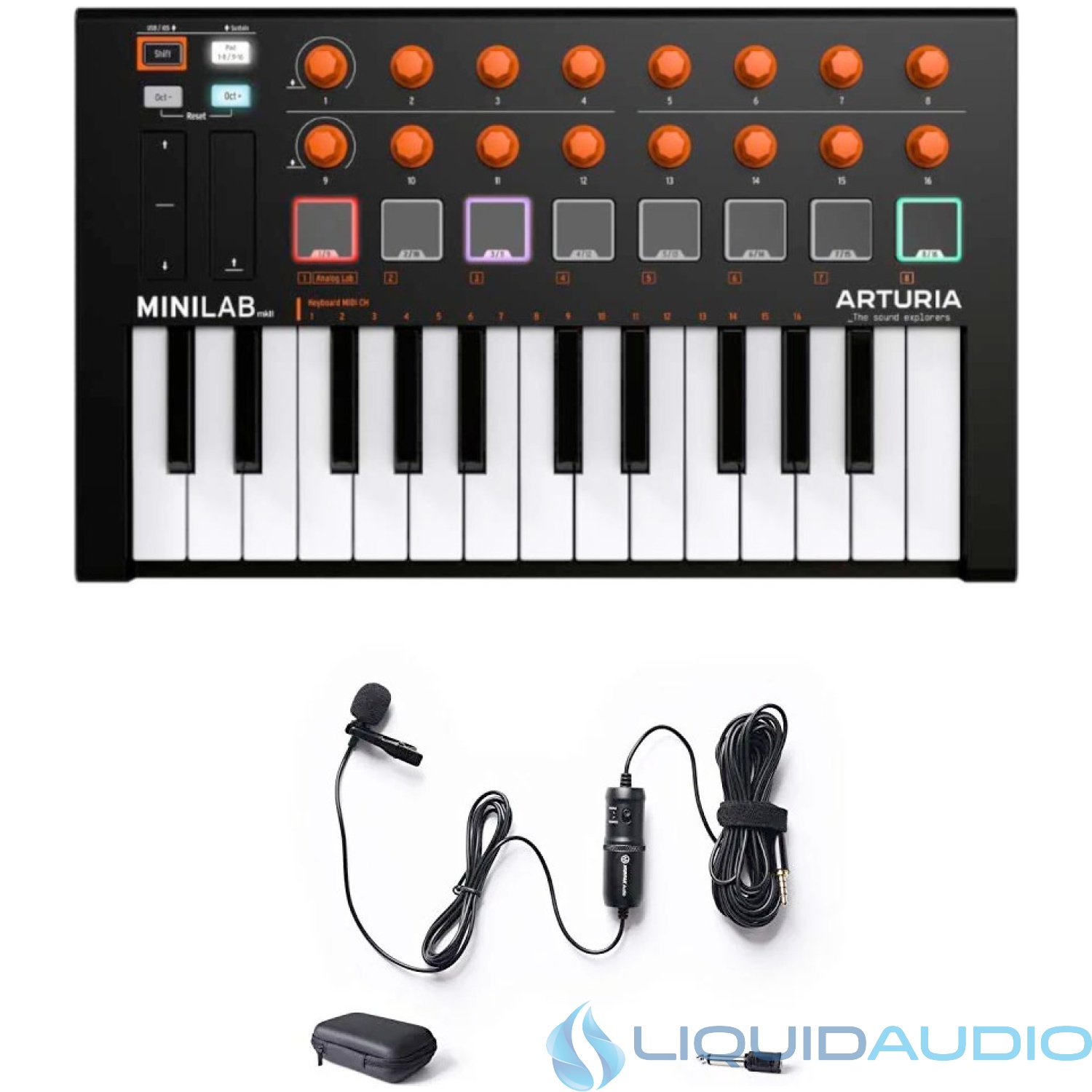 Arturia Minilab MKII Orange Keyboard + Mirfak MC1 Lavalier Microphone BUNDLE