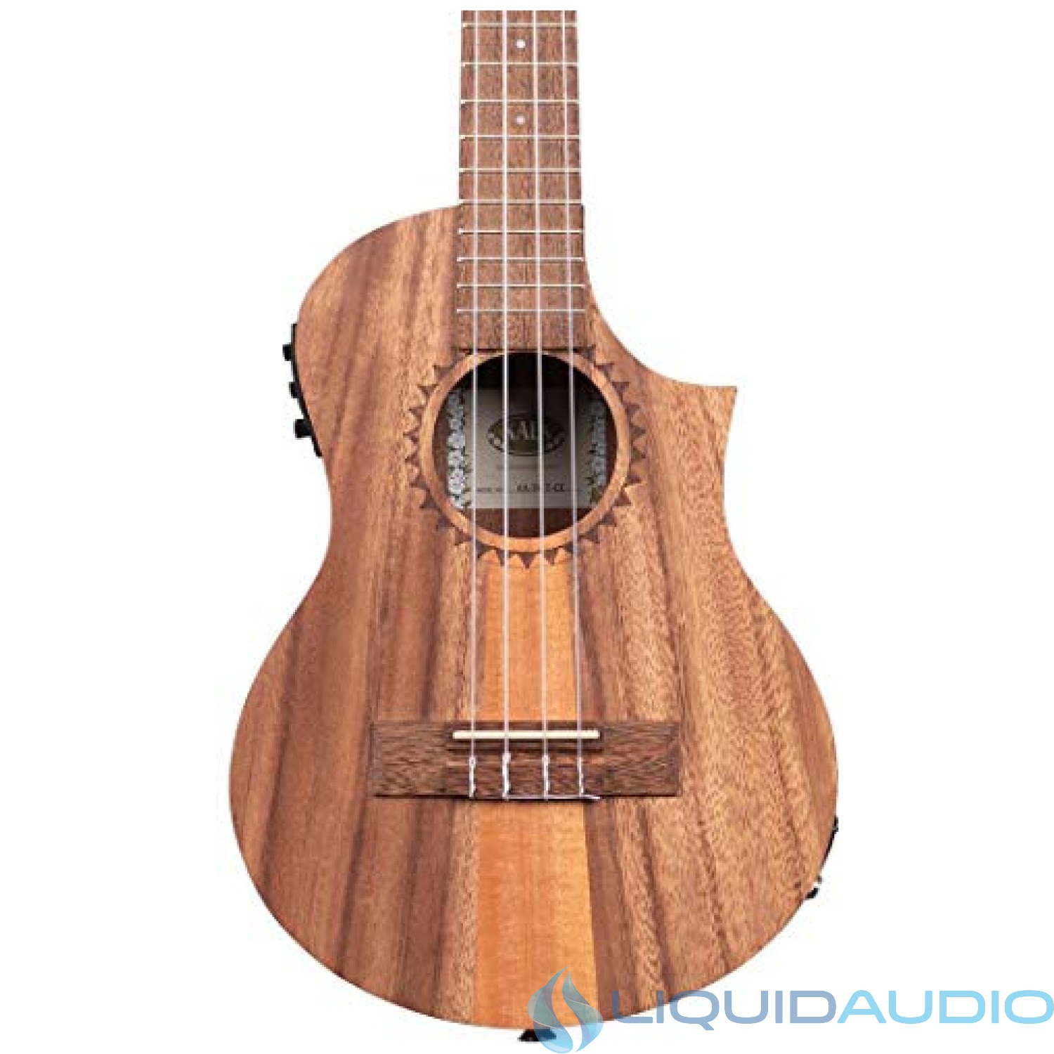 KALA Teak Tri-Top Tenor Ukulele with CUTAWAY & EQ Built-In Pickup and Tuner Padded Gig Bag (Not Included)